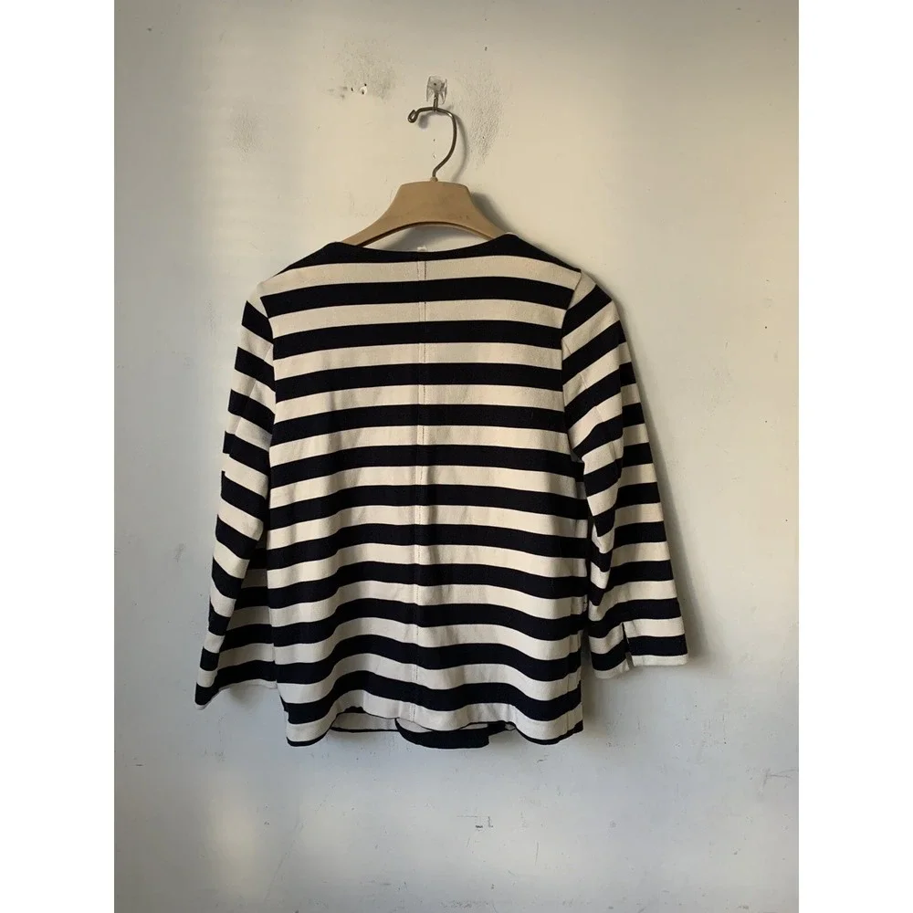 J Crew Womens Blazer Small Striped Nautical Old Money Coastal Preppy Breton Blue
